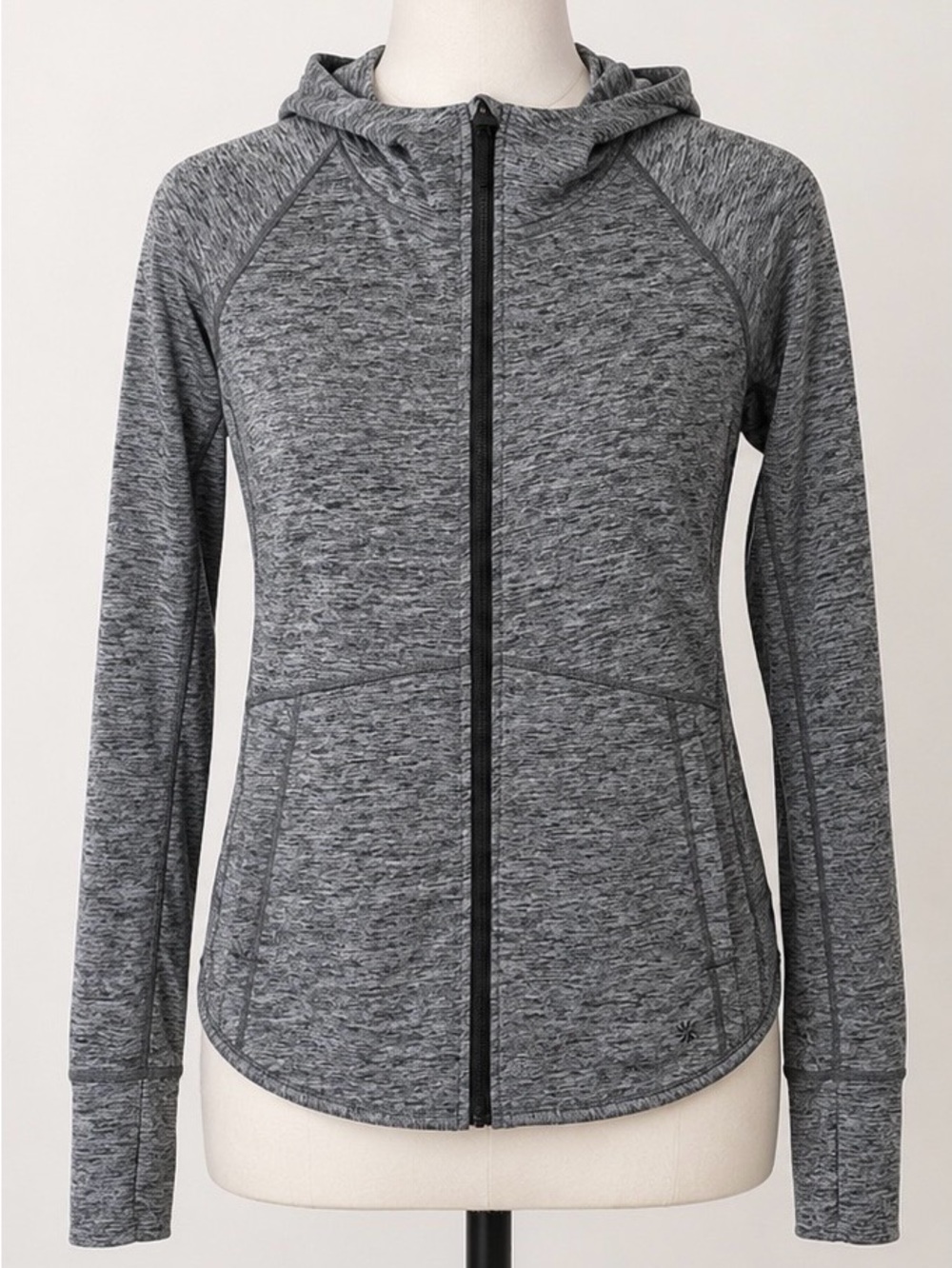 Athleta Full-Zip Performance Hoodie - Heathered Gray Sz S